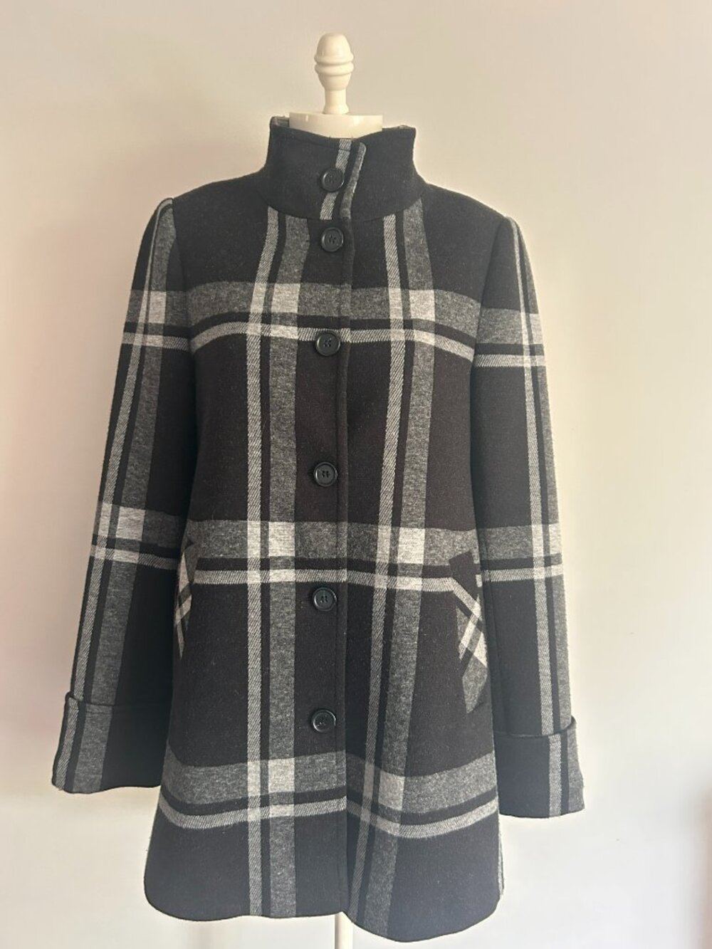 Le Château Wool Blend Plaid Coat Made in Canada Size S Winter Jacket